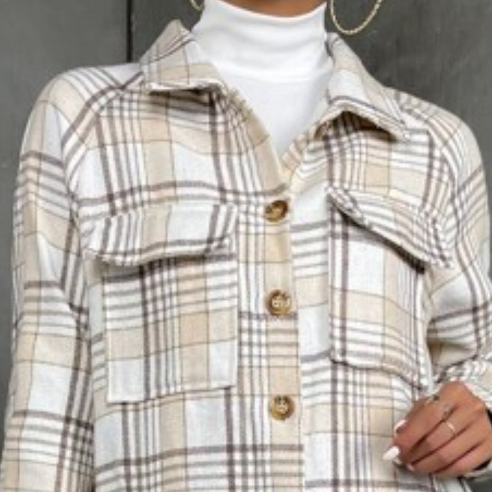 Plaid Print Long Casual Coat - Picture 6 of 6